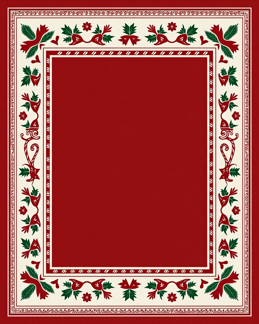 Festive Red Holly Berry Border Rug