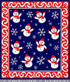 Charming Blue Snowman Snowflake Border Rug