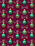 Festive Emerald Ornaments Gold Swirls Rug