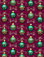 Festive Emerald Ornaments Gold Swirls Rug