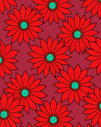 Crimson Daisy Floral Arrangement Rug