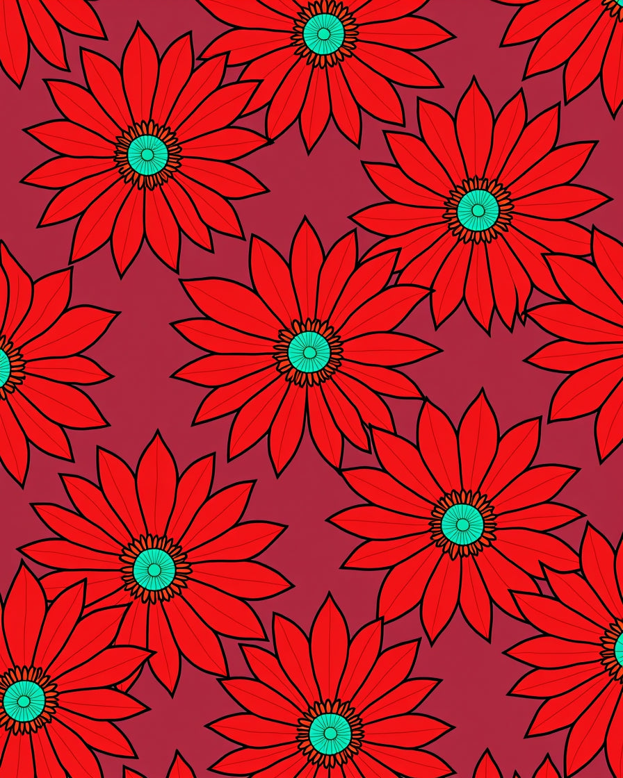 Crimson Daisy Floral Arrangement Rug