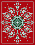 Red Snowflake Medallion Folk Art Rug