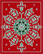 Red Snowflake Medallion Folk Art Rug