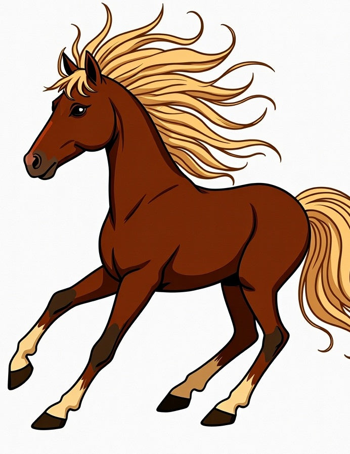 Majestic Brown Horse Golden Mane Runner Rug