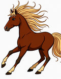 Majestic Brown Horse Golden Mane Runner Rug