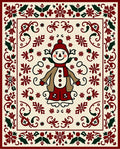 Cheery Snowman Red Festive Border Rug