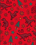 Crimson Dinosaur Christmas Tree Stars Rug