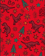 Crimson Dinosaur Christmas Tree Stars Rug