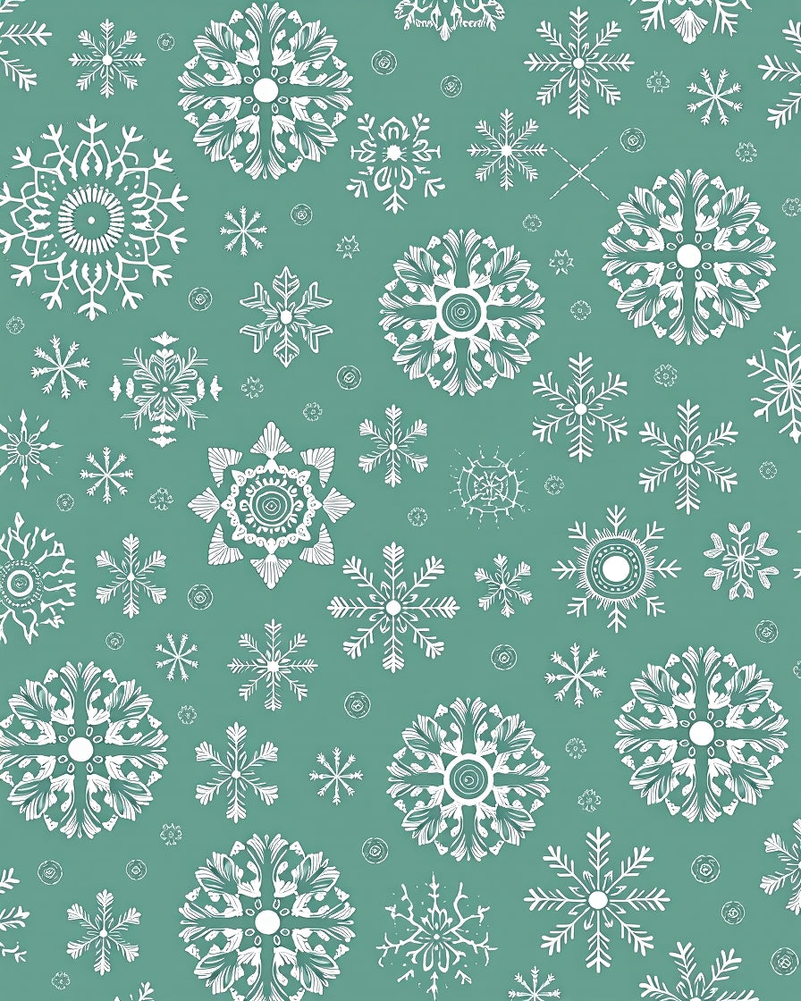 Teal White Snowflake Holiday Scatter Rug