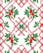 Red and Green Berry Lattice Rug