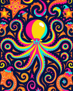 Vibrant Octopus Colorful Swirling Tentacles Rug