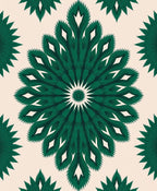 Deep Emerald Leaf Medallion Rug