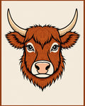 Rustic Highland Cow Portrait Rug