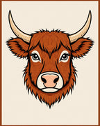 Rustic Highland Cow Portrait Rug