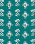 Teal White Floral Medallion Repeat Rug