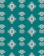 Teal White Floral Medallion Repeat Rug