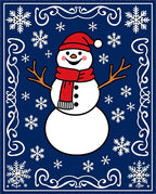 Charming Snowman With Snowflakes Border Rug