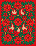 Vintage Red Floral Rooster Arrangement Rug