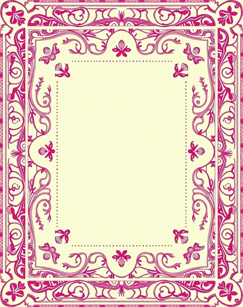Hot Pink Floral Butterfly Border Rug