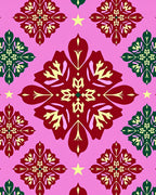 Crimson Green Starburst Mandala Rose Rug