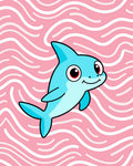 Cute Blue Dolphin Pink Wave Rug