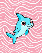 Cute Blue Dolphin Pink Wave Rug