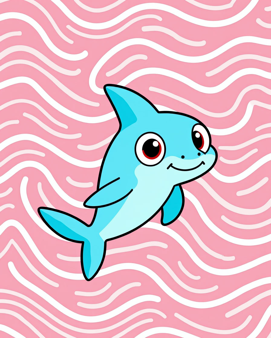 Cute Blue Dolphin Pink Wave Rug