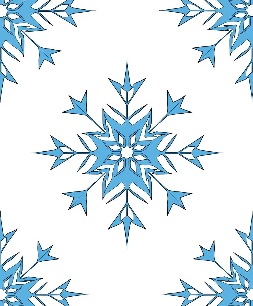 Light Blue Winter Snowflake Repeating Pattern Rug