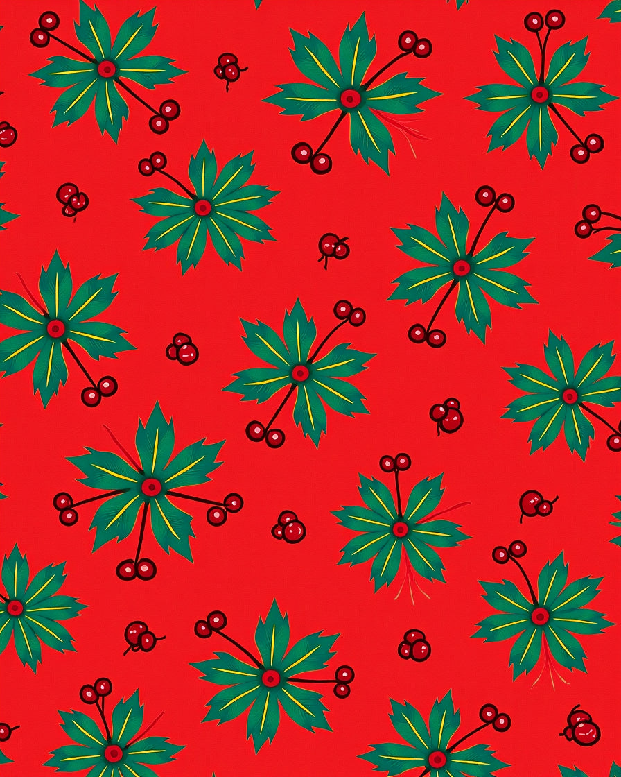 Festive Red Holly Berry Garland Rug