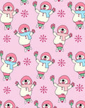 Cute Pink Snowman Snowflake Repeat Rug