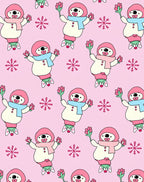 Cute Pink Snowman Snowflake Repeat Rug