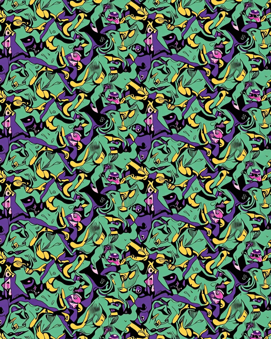 Abstract Green Purple Yellow Swirl Rug