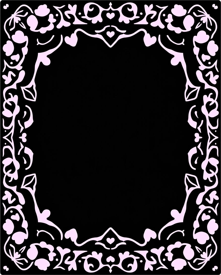 Whimsical Pink Floral Heart Border Rug