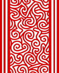 Red White Swirl Border Ribbon Rug