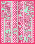 Pink Swirls And Shapes On Mint Rug