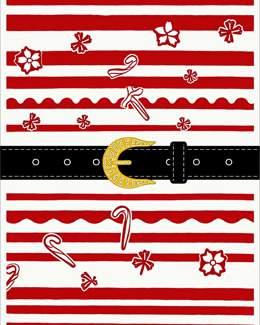 Festive Red Stripe Candy Cane Belt Rug