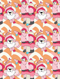 Whimsical Pink Santa Figures Abstract Rug