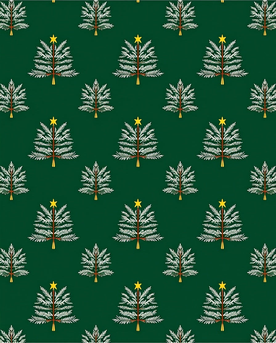 Green Evergreen Trees Star Accent Rug