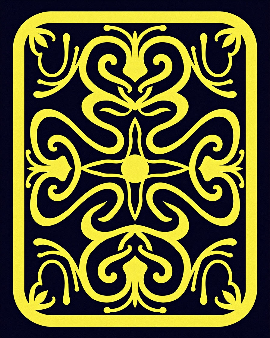Yellow Scrollwork Regal Center Medallion Rug