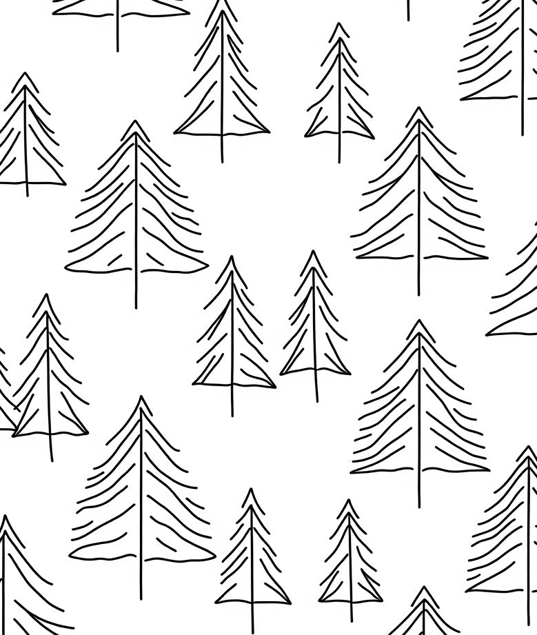 Minimalist Black Pine Tree Forest Rug