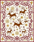 Ruby Burgundy Reindeer Starburst Medallion Rug