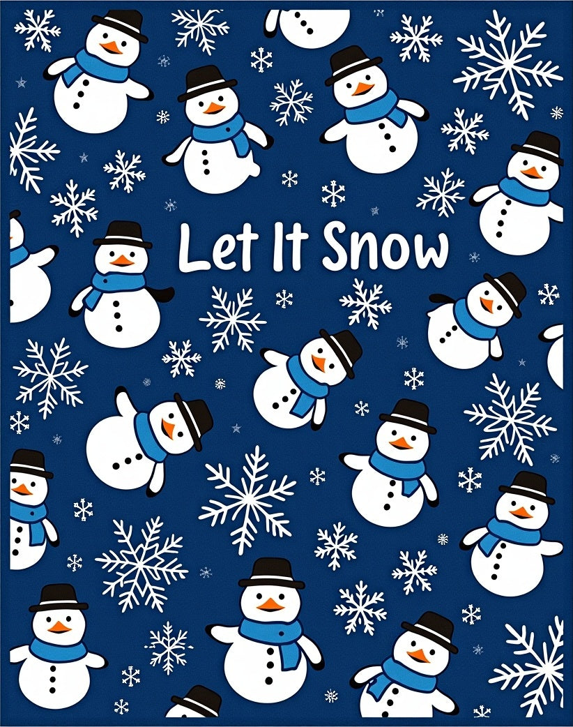 Charming Snowman Snowflake Winter Scene Rug