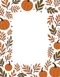 Autumn Pumpkin Leaf Border Rug
