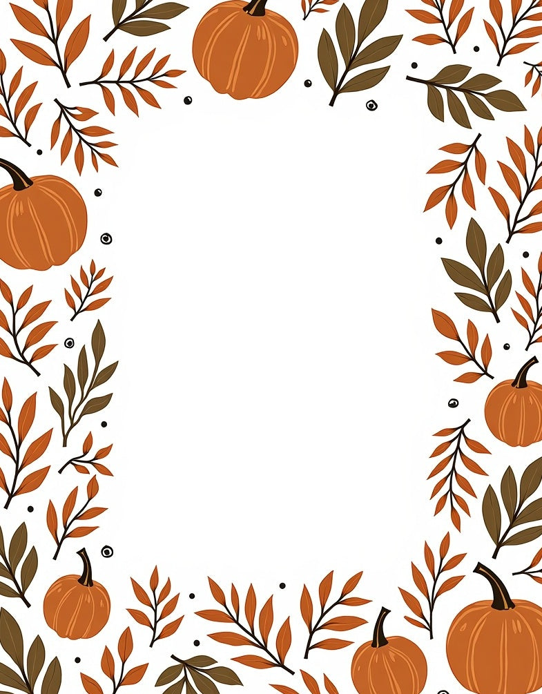 Autumn Pumpkin Leaf Border Rug