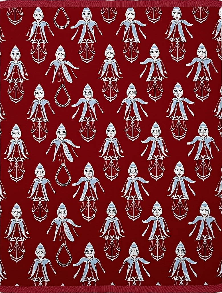 Crimson Figures With Blue Accents Rug