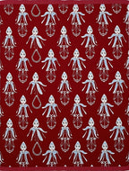 Crimson Figures With Blue Accents Rug