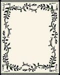 Black Green Leaf Vine Border Rug