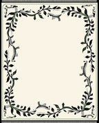 Black Green Leaf Vine Border Rug