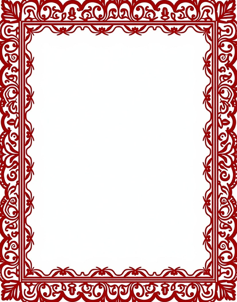 Ornate Red Border Floral Lace Rug
